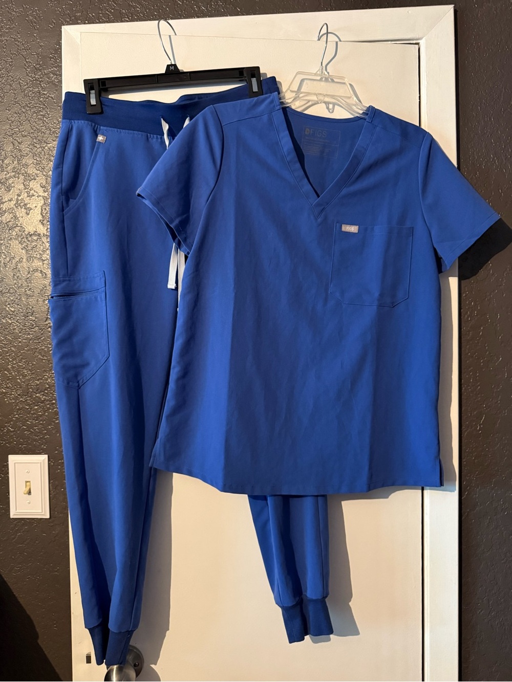 Unbranded Royal Blue V-Neck Scrub Top and Jogger Set